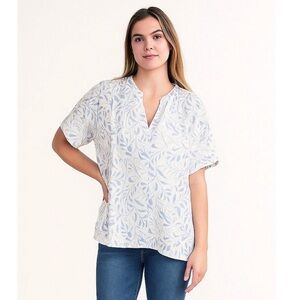 NWT Splendid Linen Button Down Oversized Camp Shirt in Calypso Print Size small